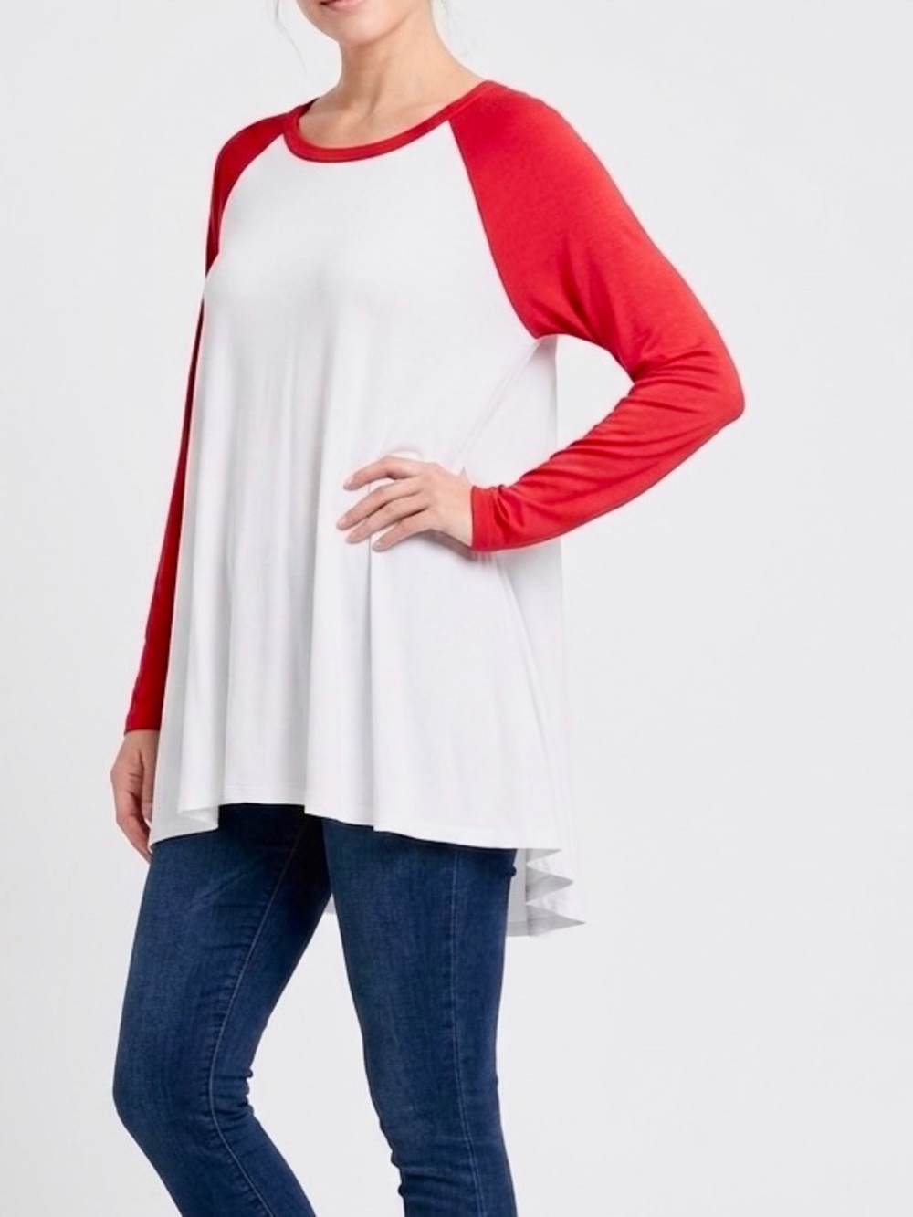 MITTOSHOP Soft Bamboo Colorblock Shirt Long Flowy Baseball Tee Scoop Neck Top